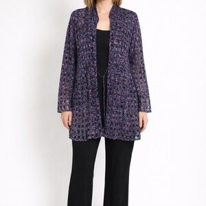 ✨ Sheer Purple Open-Front Cardigan | Size 2X | Boho Layering Piece